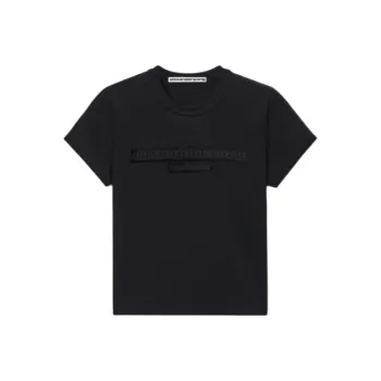 Alexander Wang Distressed Logo Shrunken Tee Black