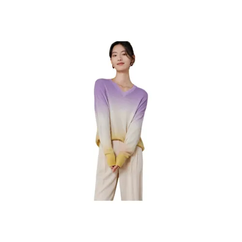 MIHUANG Cashmere Sweater Women's Light Purple
