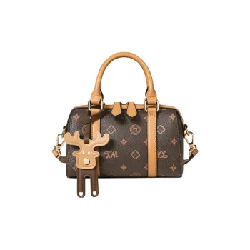 Teenmix PVC Boston Bag, Shoulder Bag, Crossbody Bag, Handbag Regular Women's Coffee/Ecru/Cherry Blossom Pink/Sky Blue