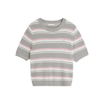 Inman Knitwear Women's Pink White Gray Stripes