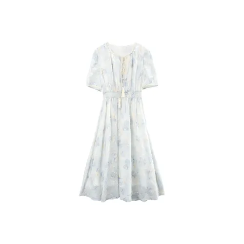 A Paradise For Awakening Short Sleeved Dress Women's Blue