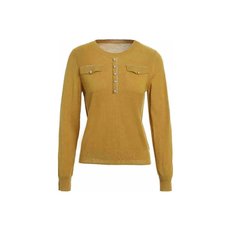 QIAOWANNI Knitwear Women's Morning Yellow-0