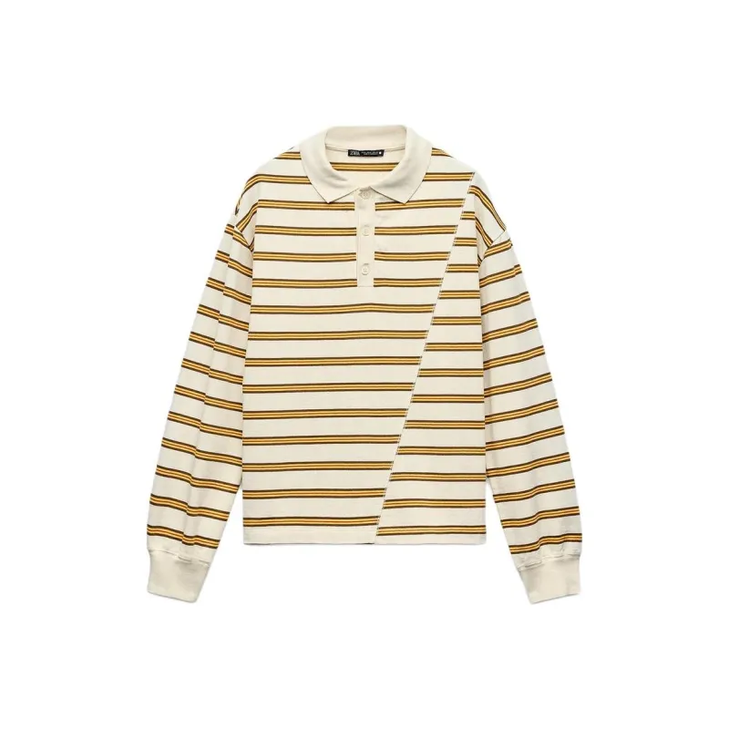 ZARA T-Shirt Women's Yellow Stripes-0