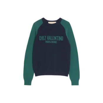 Valentino SS25 Chez Valentino Sweater Men's Blue Green