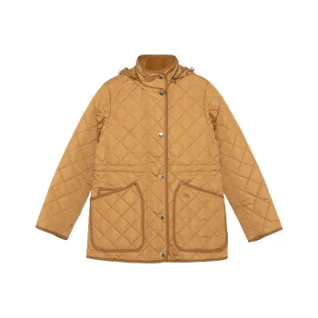 Burberry Diamond Quilted Drawstring Waist Hooded Jacket