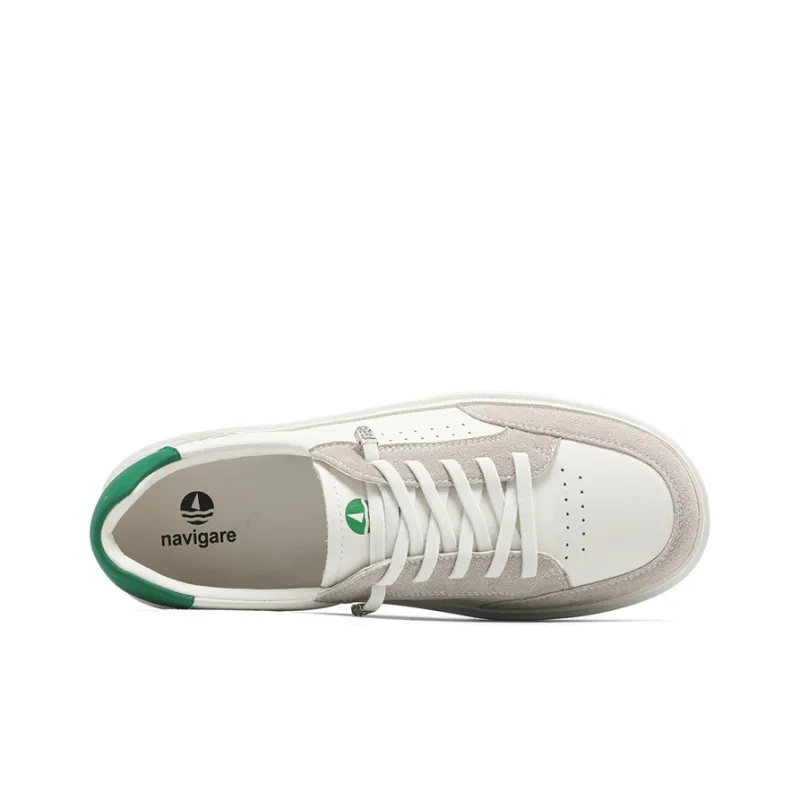 NAVIGARE Small Sailboat Height Increasing Low Top Casual Shoes Women's Beige Green-3