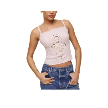 REFORMATION Eva Linen Top Camisole Women's Cherry Blossom Pink