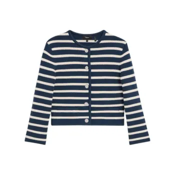 THEORY Stripe Button Up Cardigan