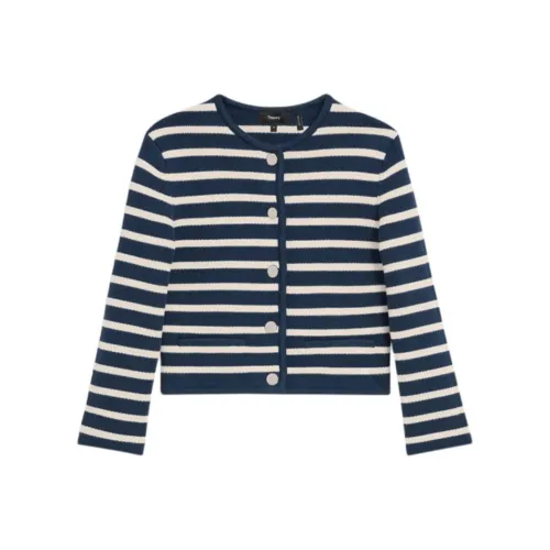 THEORY Stripe Button Up Cardigan