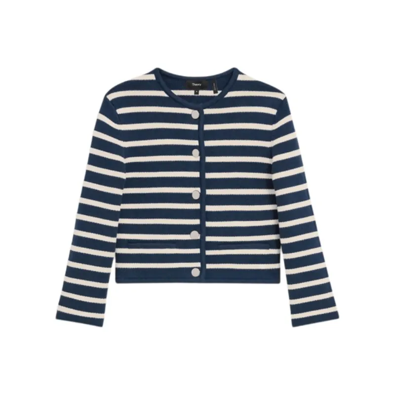 THEORY Stripe Button Up Cardigan-0