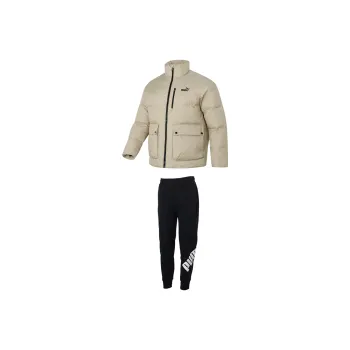 PUMA Casual Sportswear Men Set Brown Down Jacket+Black Pants