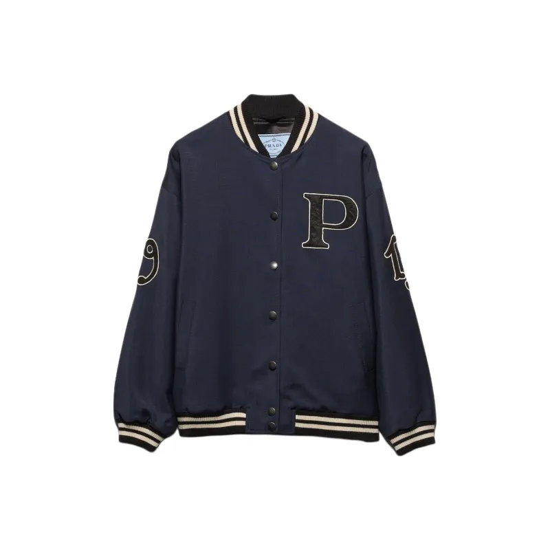 PRADA Letter patch Appliqué Bomber Jacket-0