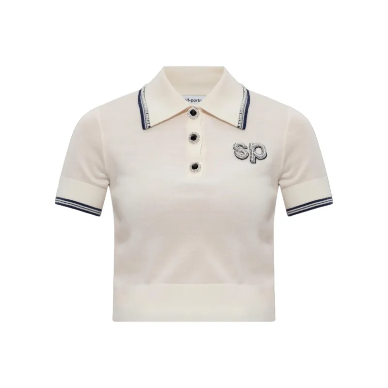 Self portrait SP patch Polo Top-0