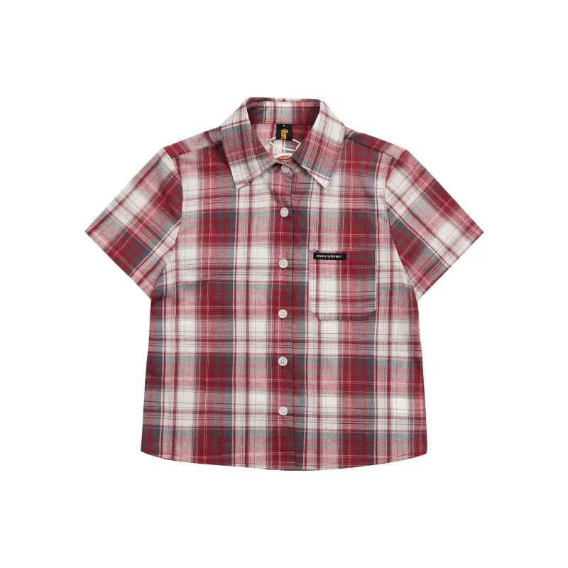 Vine Color Shirt Women's Red Plaid-0