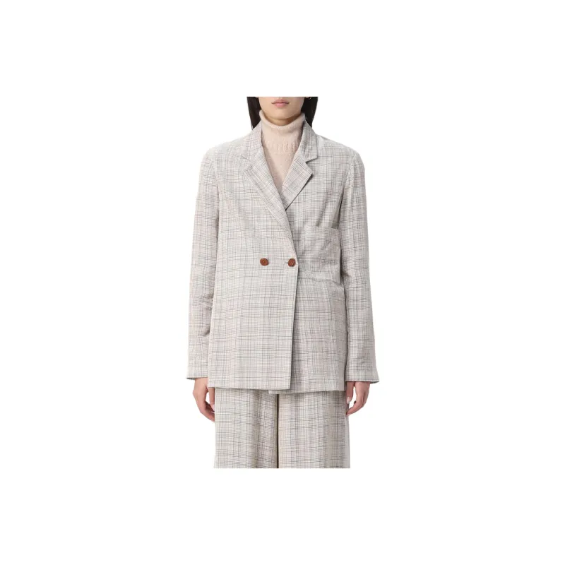 Alysi Double Breasted Checked Blazer-0