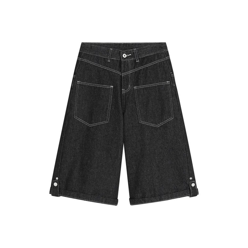 【dme】 Denim Shorts Unisex Original Denim Black-0