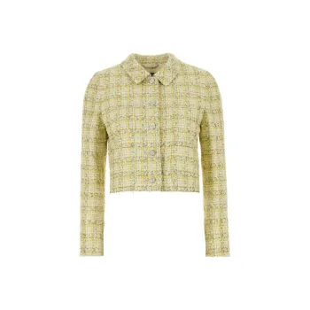 VERSACE Cotton Mix Fancy Tweed Informal Jacket Ya Peridot/White
