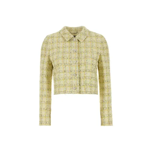 VERSACE Cotton Mix Fancy Tweed Informal Jacket Army Ya Peridot/White