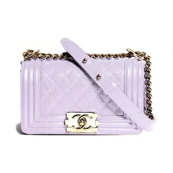 CHANEL Caviar Cow Leather Shoulder Bag, Crossbody Bag Women's Purple