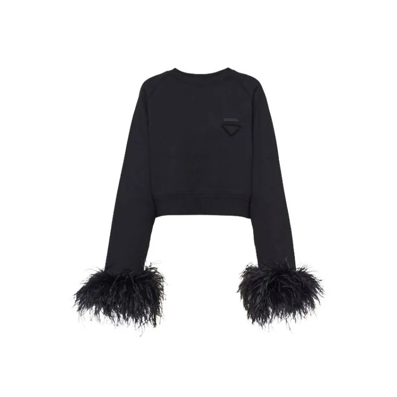 PRADA Crewneck Cropped Sweatshirt-0