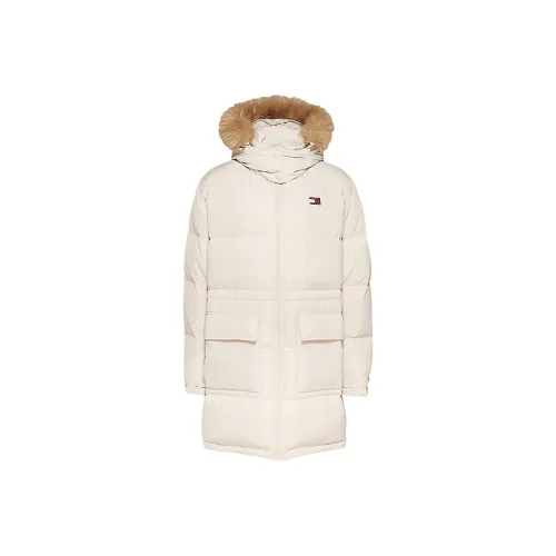 Tommy Hilfiger Longline Down Alaska Puffer Down Jacket Women's Ecru