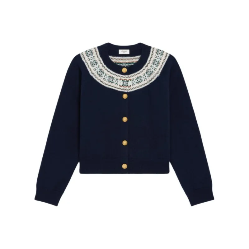 CELINE SS25 Cashmere Sweater Women's Dark Blue-0