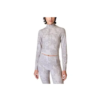 Sweaty Betty Sweatshirt Women's Gray Background Smoky Leopard Print