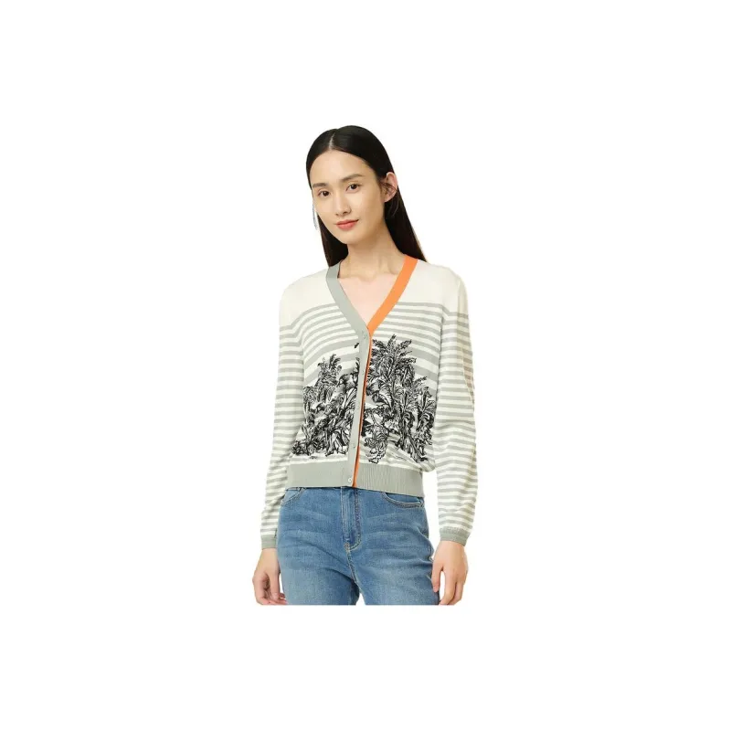 JZ Juzui Knitwear Women's Stripe Light Green-0