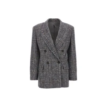 Brunello Cucinelli Checked Double-Breasted Tailored Blazer