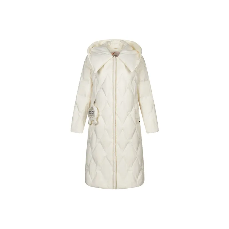 ERAL Solid Color Lapel Loose Fit Long Down Jacket Women's-0