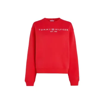 Tommy Hilfiger Chest Logo Crew Neck Sweatshirt Women's Red