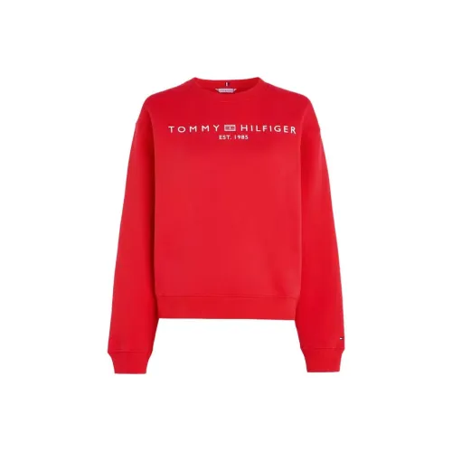 Tommy Hilfiger Chest Logo Crew Neck Sweatshirt Women's Red