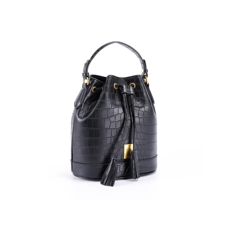 COURONNE Split Cow Leather Crossbody Bag Regular Women's Black/Ecru-1