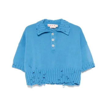 MARNI Distressed Knitted Collared Top