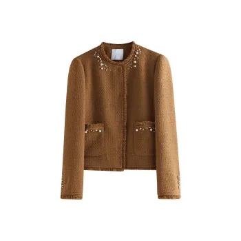 FANSILANEN Wool Texture Heavy Duty Jacket Coat Women's Caramel Coffee