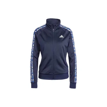 Adidas Essentials Animal Print Tricot 3-Stripes Track Jacket Jackets Coats Women's Marine Blue