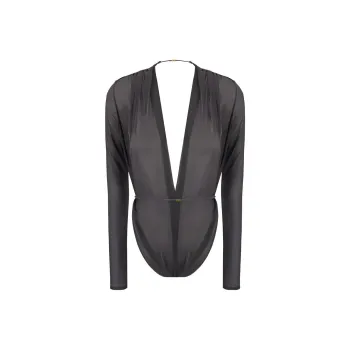 SAINT LAURENT Belted V Neck Long Sleeved Jumpsuit