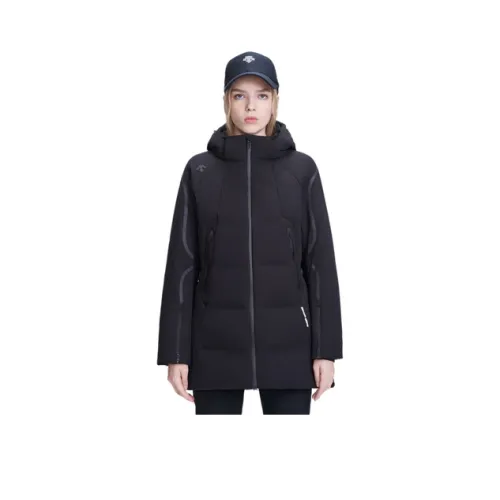 DESCENTE WOMENS RUNNING Solid Color Hooded Mid-Length Down Jacket Women's
