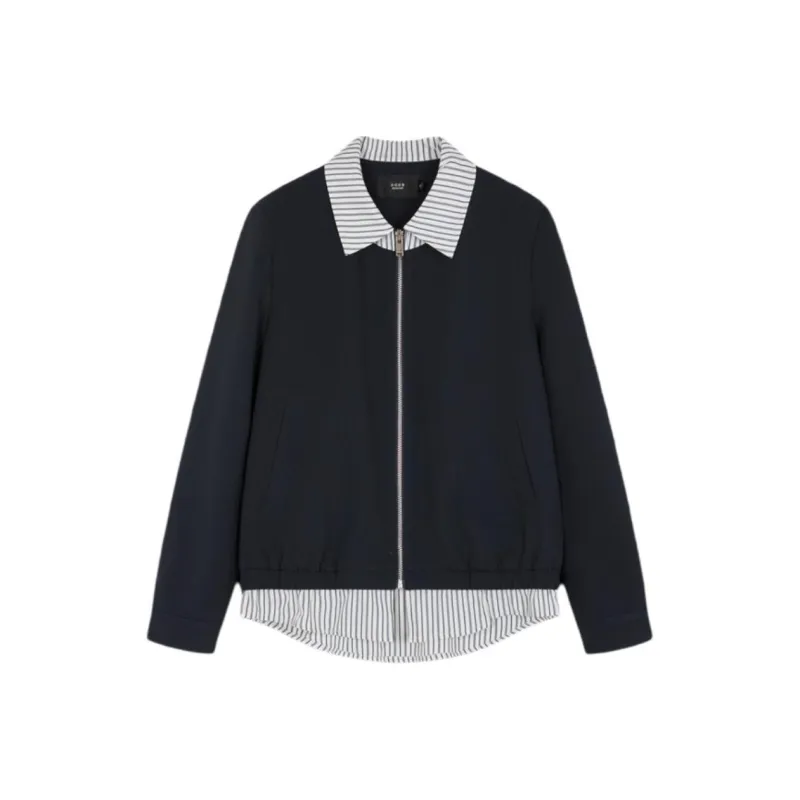 Mo Han Yi Mei Jackets Coats Women's Navy Blue-0