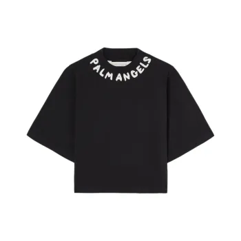 PALM ANGELS Logo Printed Crewneck T Shirt