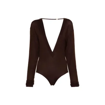 SAINT LAURENT Plunging V-neck Bodysuit