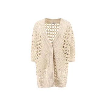 Brunello Cucinelli Open knit Half sleeve Cardi coat