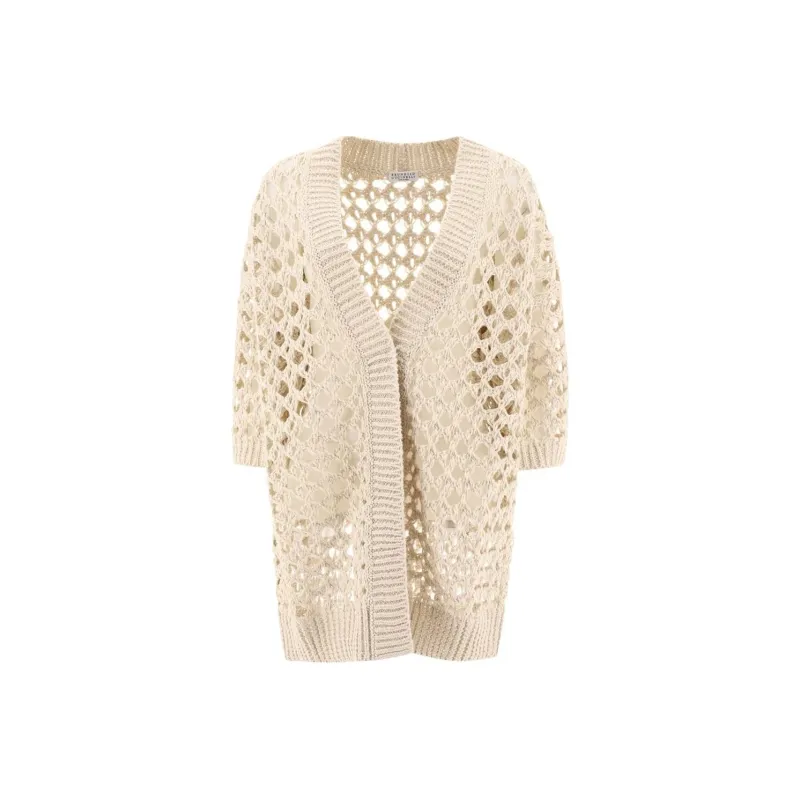 Brunello Cucinelli Open knit Half sleeve Cardi coat-0