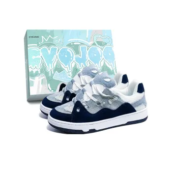 CVOJOO Puffy Shoes Anti Slip Wear Resistant Low Top Skateboard Shoes Unisex Light Blue