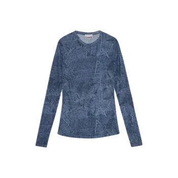 GANNI Long Sleeved Denim Effect Top