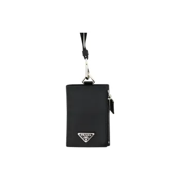 PRADA Cross-Stitch Leather Wallet Men's Black