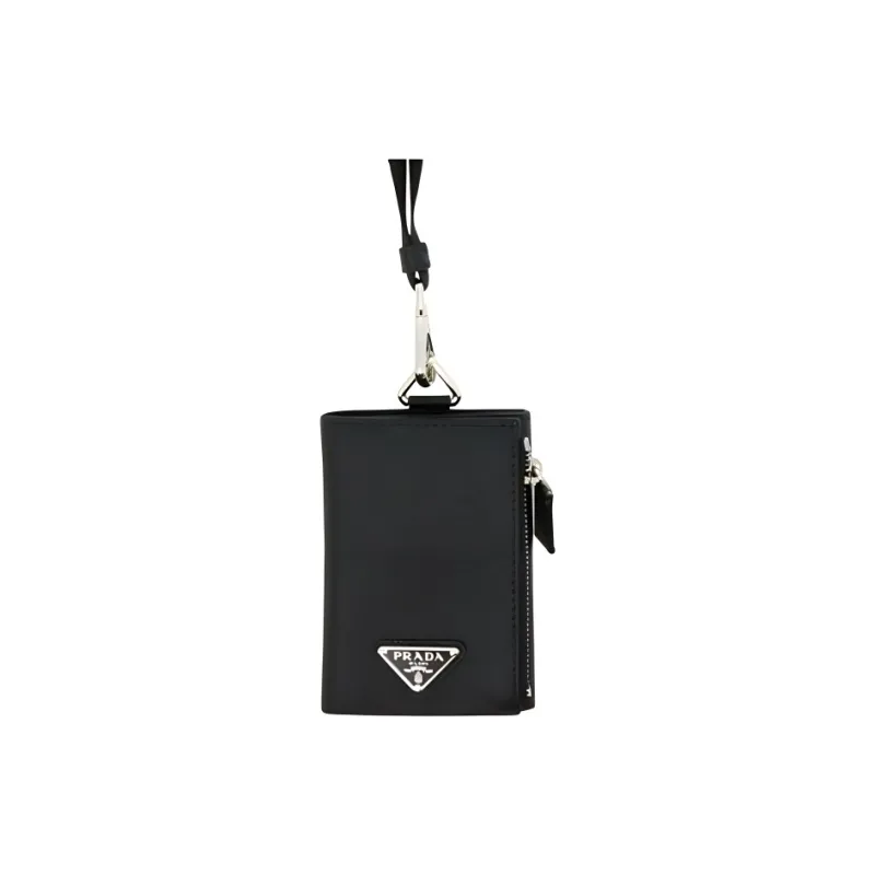 PRADA Cross-Stitch Leather Wallet Men's Black-0
