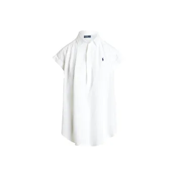 Polo Ralph Lauren Polo Pony Embroidered Curved Hem Blouse