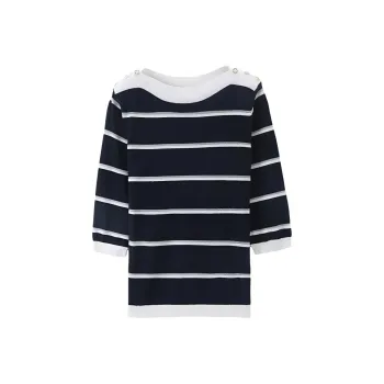 Mo Han Yi Mei Knitwear Women's Navy Blue & White