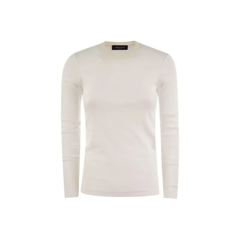Fabiana Filippi Long Sleeved Crewneck Ribbed T Shirt-0